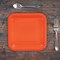 24 Count Orange Square Paper Dessert Plates for Birthday Party 7"